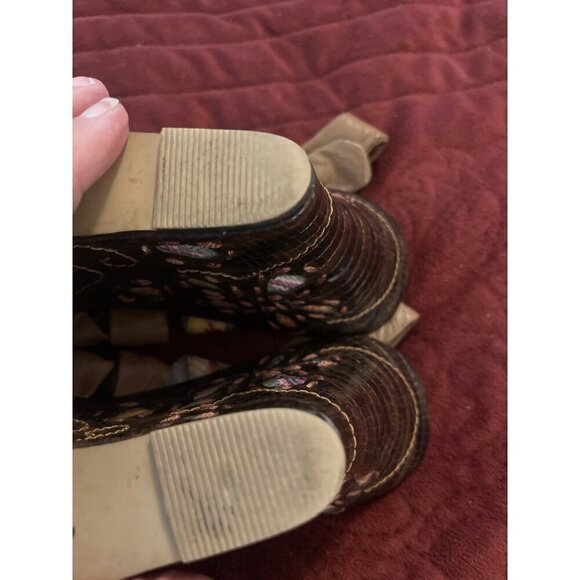 Retro Kenzie women’s 8M CUTOUT Swedge, sandals, leather floral wedge platform - Picture 8 of 10